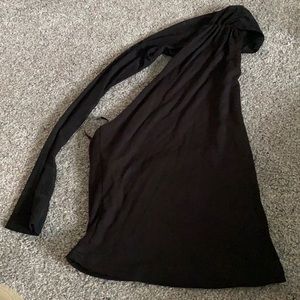 Sheer one arm black crop top